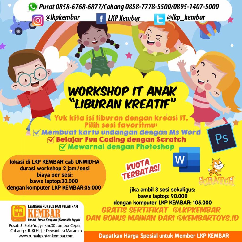 workshop it liburan anak kreasi komputer klaten kursus