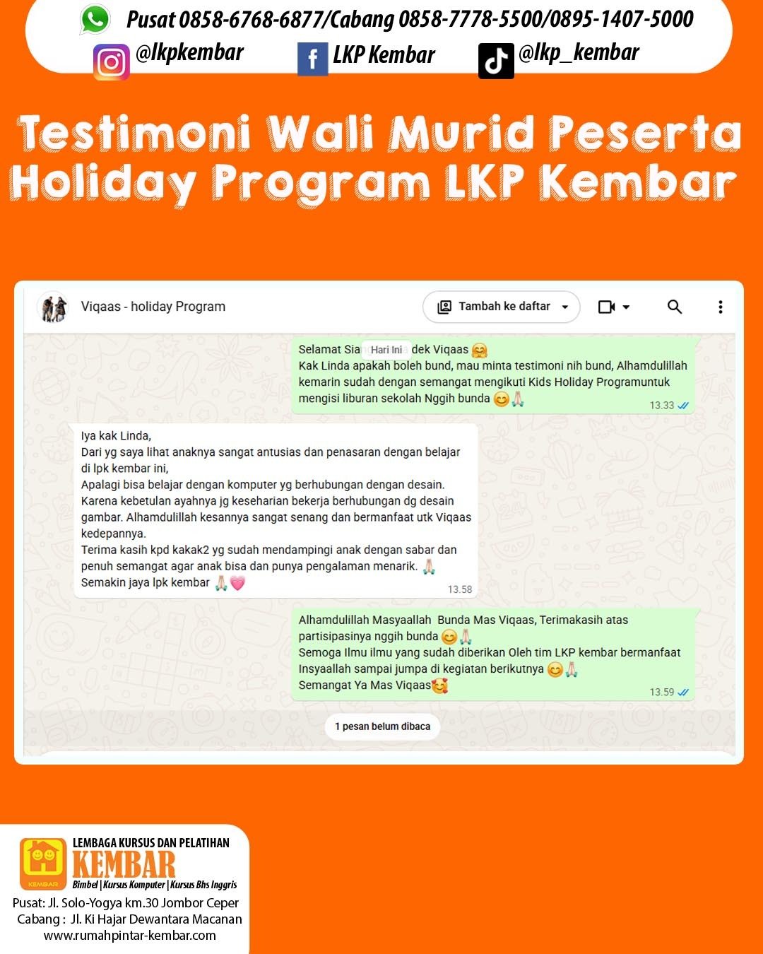 ✨ TESTIMONI WALI PESERTA KIDS HOLIDAY PROGRAM ✨