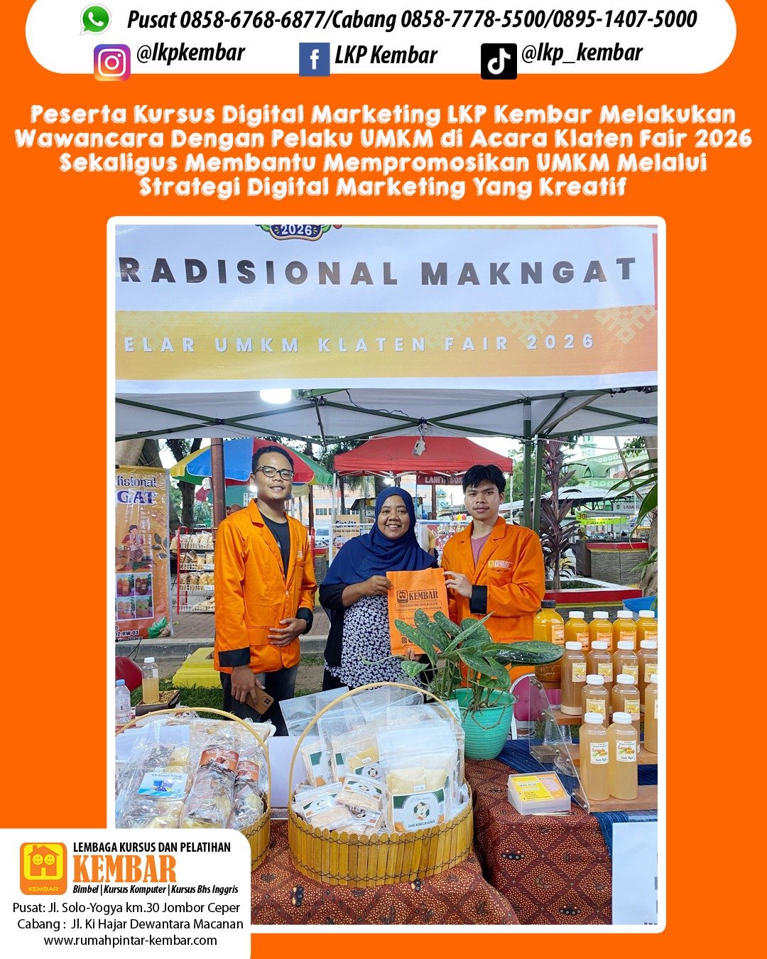 Peserta Kursus Digital Marketing LKP Kembar Melakukan Wawancara Kepada Pelaku UMKM Di Acara Klaten Fair 2026